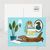 Cartes postales de loutre de lecture (Devant / Derrière)