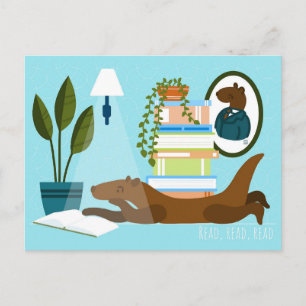 Cartes postales de loutre de lecture