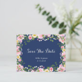 Cartes postales de mariage blush rose bleu marine (Debout devant)