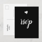 Cartes postales de mariage de coeur B&W rsvp (Devant / Derrière)