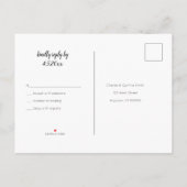 Cartes postales de mariage de coeur B&W rsvp (Dos)