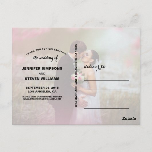 CARTES POSTALES DE MARIAGE DE SCRIPT DE CALLIGRAPH (Dos)