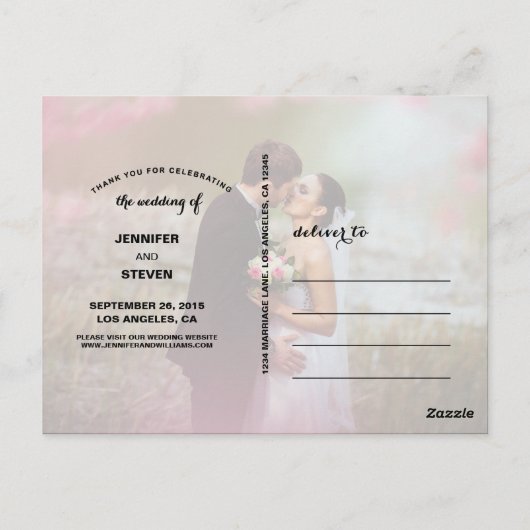 CARTES POSTALES DE MARIAGE DE SCRIPT DE CALLIGRAPH (Dos)