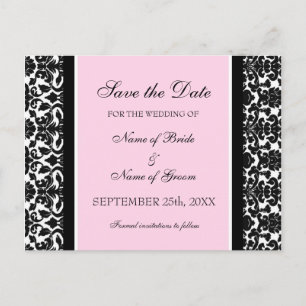 Cartes postales de mariage 'Pink Damask Save the D