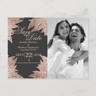 Cartes postales de mariage 'Rose Gold Leaves' sur 