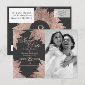 Cartes postales de mariage 'Rose Gold Leaves' sur  (Devant / Derrière)