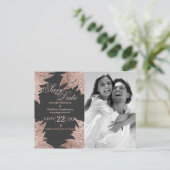 Cartes postales de mariage 'Rose Gold Leaves' sur  (Debout devant)
