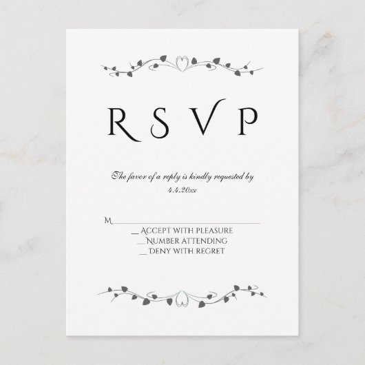 Cartes postales de mariage rsvp (Devant)