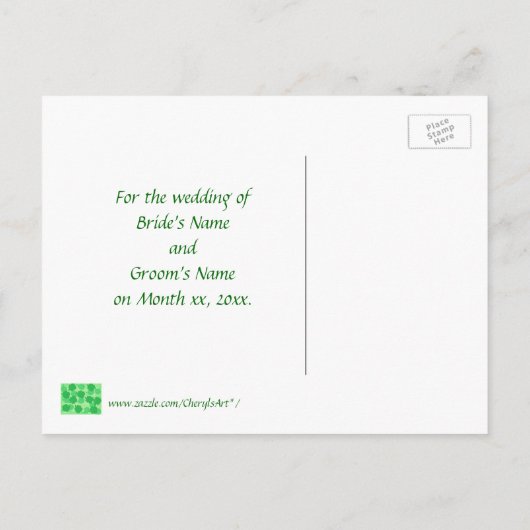 Cartes postales de mariage Shamrocks verts Enregis (Dos)