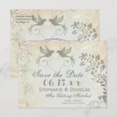 Cartes postales de mariage vintage Love Birds Save (Devant / Derrière)