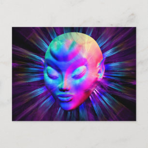 Cartes postales de méditation Alien psychédélique