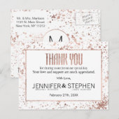 Cartes postales de Merci de peinture or rose (Devant / Derrière)