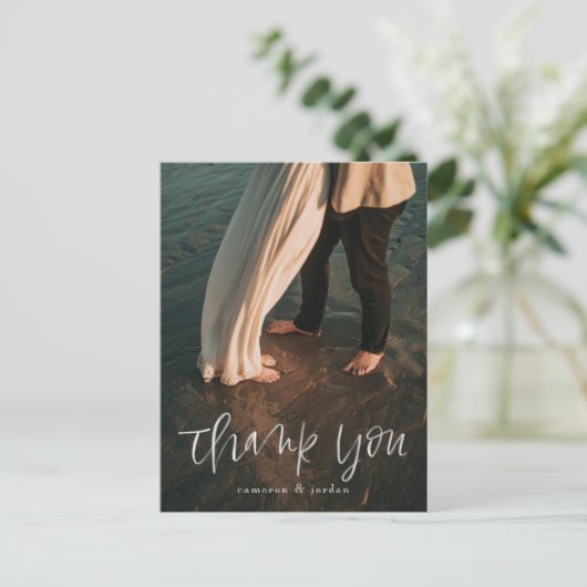 Cartes postales de Merci de script d'aquarelle (Debout devant)