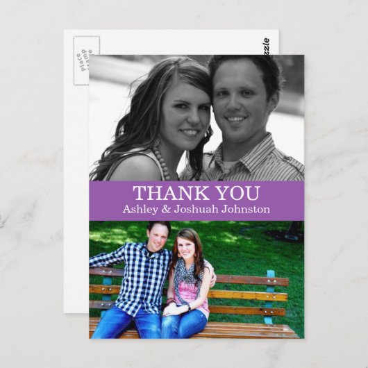 Cartes postales de Merci double violet (Devant / Derrière)