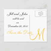 Cartes postales de monogramme de sauvegarde jaune (Dos)