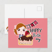 Cartes postales de naissance animées mignonnes (Devant / Derrière)