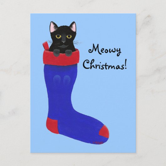 Cartes postales de Noël Cute Black Kitten (Devant)