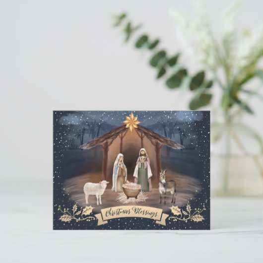 Cartes postales de Noël de la Nativité chrétienne (Debout devant)