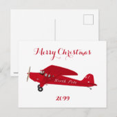 Cartes postales de Noël de l'avion du Pôle Nord (Devant / Derrière)