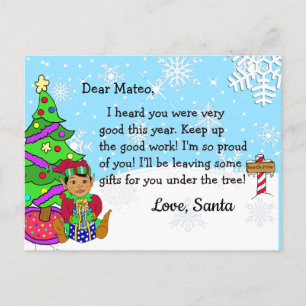 Cartes postales de Noël du Père Noël : Elfe ethniq