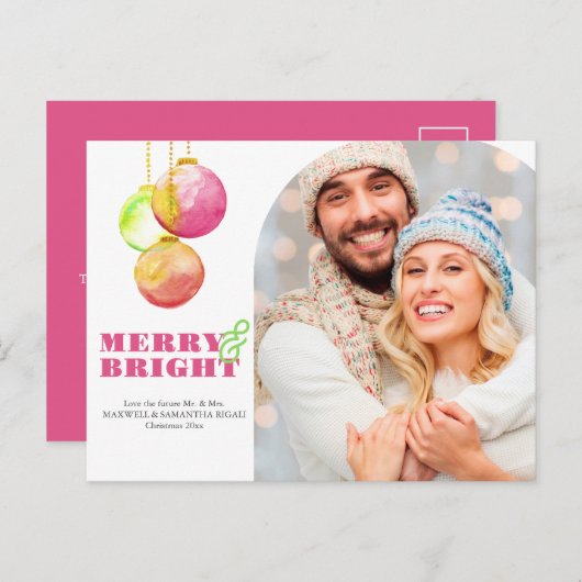 Cartes postales de Noël Joyeux et brillant (Devant / Derrière)