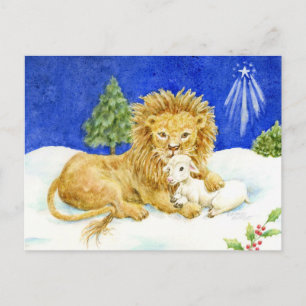 Cartes postales de Noël Lion et Agneau Paix