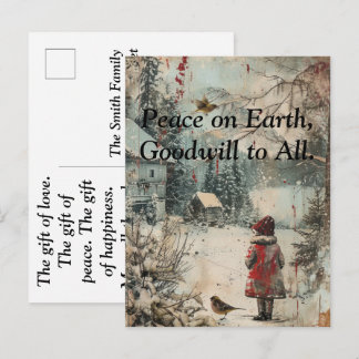 Cartes postales de Noël personnalisées 'Paix sur T
