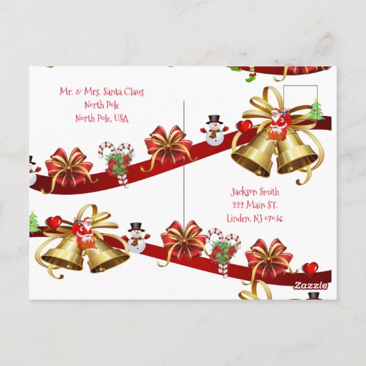 Cartes postales de Noël Pôle Nord Snowman Elf (Dos)