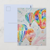 Cartes postales de peinture aquarelle de ballon à (Devant / Derrière)
