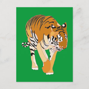 Cartes postales de peinture numérique de tigre mar