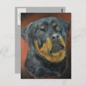 Cartes postales de peinture Rottweiler (Devant / Derrière)