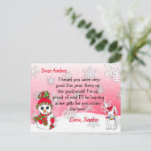 Cartes postales de Père Noël : mignon Snowman (Debout devant)