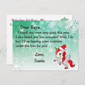 Cartes postales de Père Noël : Unicorne rouge à Sa (Devant / Derrière)