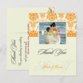 Cartes postales de photos Orange + Ivory Damask Me (Devant / Derrière)