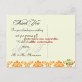 Cartes postales de photos Orange + Ivory Damask Me (Dos)