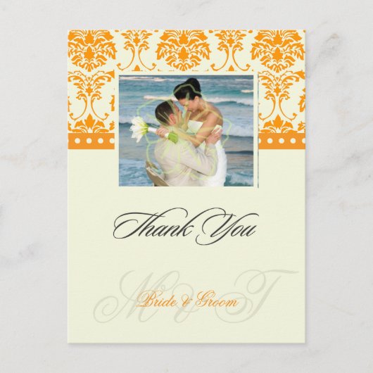 Cartes postales de photos Orange + Ivory Damask Me (Devant)