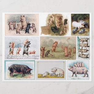 Cartes postales de porc Vintages (pas AI)