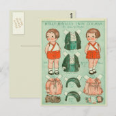 Cartes postales de poupées en papier cousines jume (Devant / Derrière)