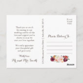 Cartes postales de remerciement avec photo et fleu (Dos)