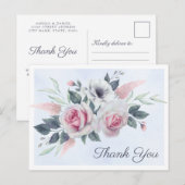 Cartes postales de remerciement Roses romantiques  (Devant / Derrière)