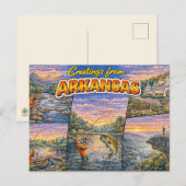 Cartes postales de salutations de l'Arkansas (Devant / Derrière)