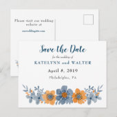 Cartes postales de sauvegarde de date avec fleurs  (Devant / Derrière)