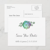 Cartes postales de sauvegarde de date de succulent (Devant / Derrière)