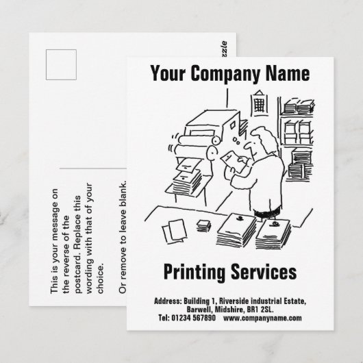 Cartes postales de services d'impression généraux (Devant / Derrière)