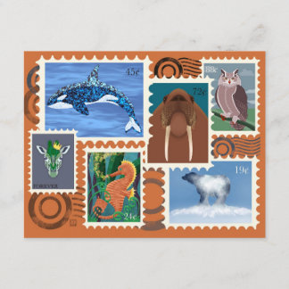 Cartes postales de timbres animaux 10-Pack