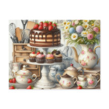Cartes postales de vaisselle de cuisine vintage gâ
