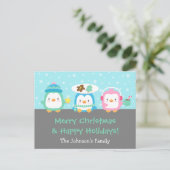 Cartes postales de voeux de Noël joyeux pingouins (Debout devant)