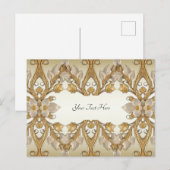 Cartes postales décoratives en or avec fleurs blan (Devant / Derrière)