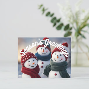 Cartes postales des Snowmen souriants Bonnes Fêtes