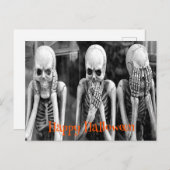 Cartes postales d'Halloween de squelettes drôles e (Devant / Derrière)